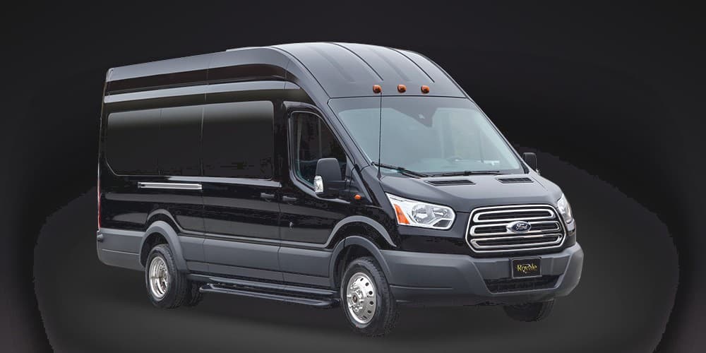 Black Ford Transit High Roof executive passenger van